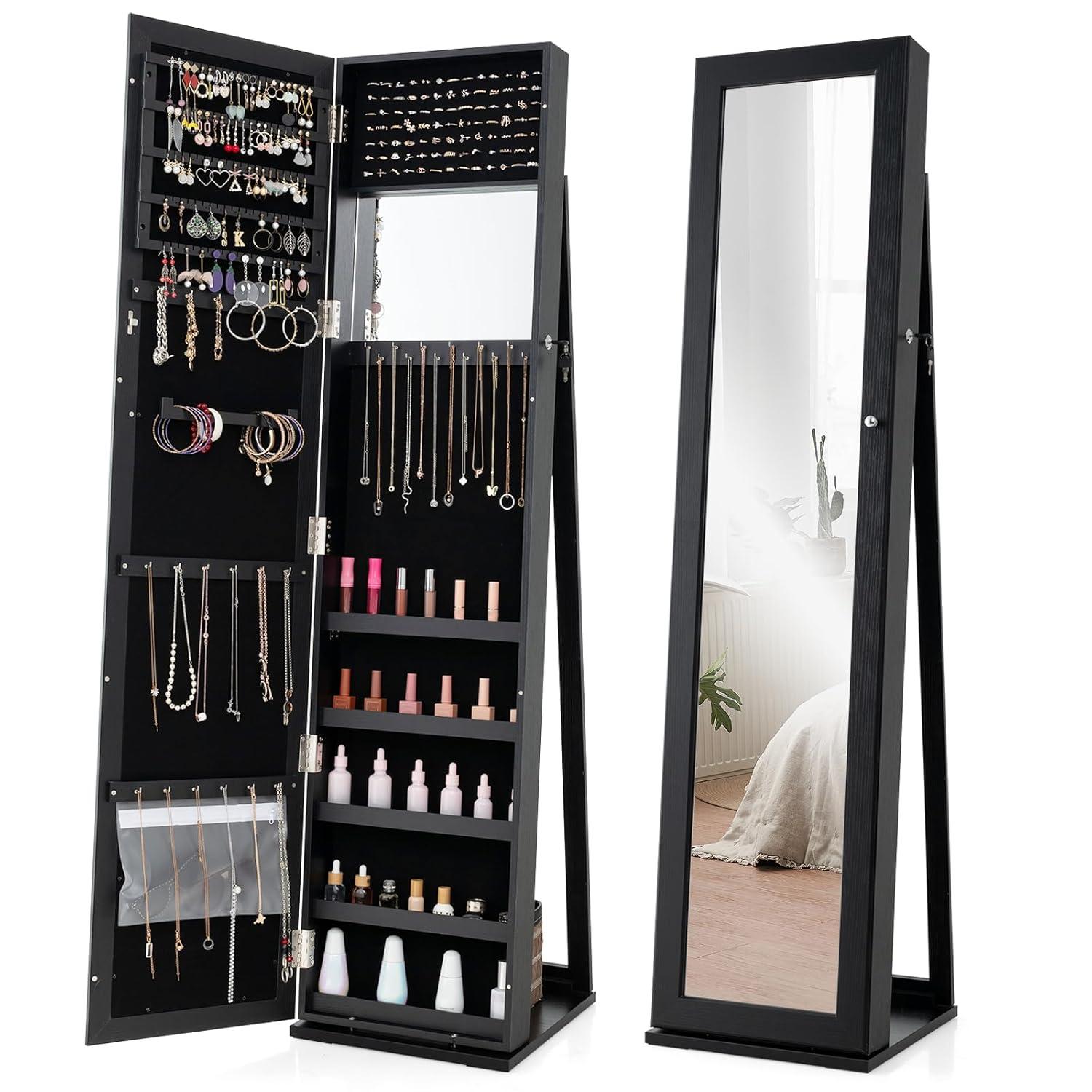 NIERBO Lockable Jewelry Organizer Mirror - Stylish Storage Solution For Women