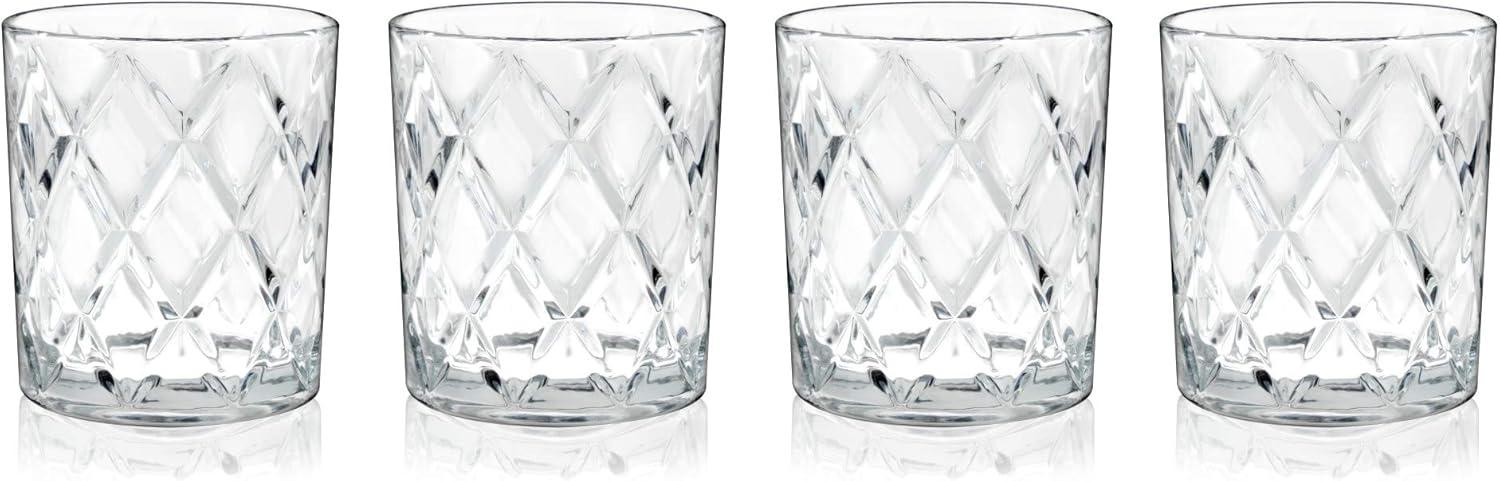 True Diamond Crystal Whiskey Tumblers - Lowball Cocktail Glasses Gift Set