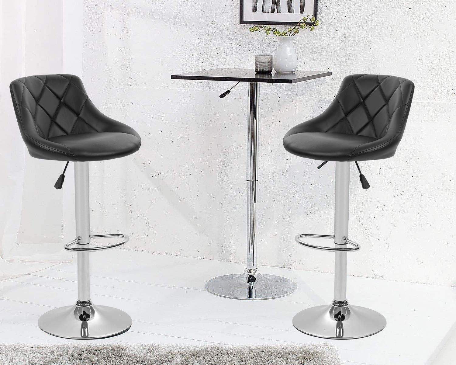 FDW Bar Stool with Adjustable Height, Black, Set of 2