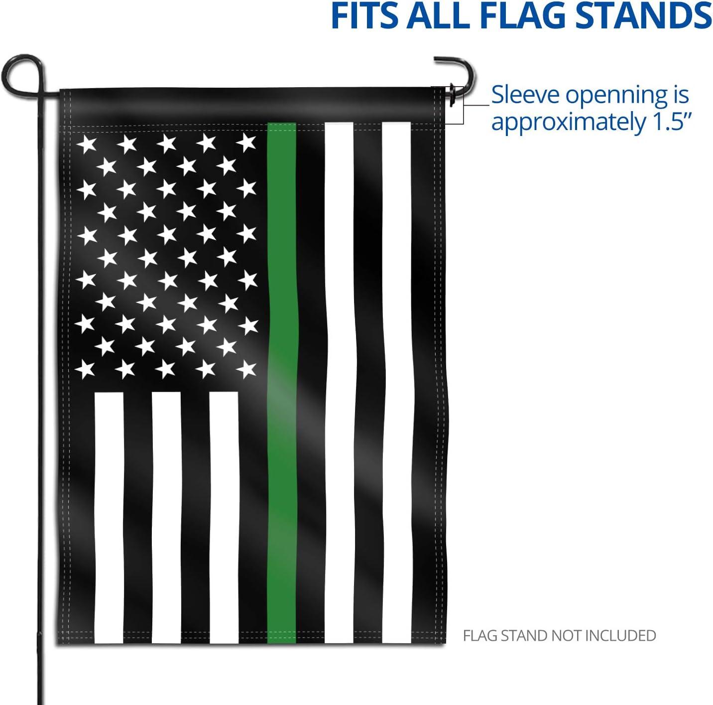 ANLEY Double Sided Premium Garden Flag, Thin Green Line USA Decorative Garden Flags 18 x 12.5 Inch