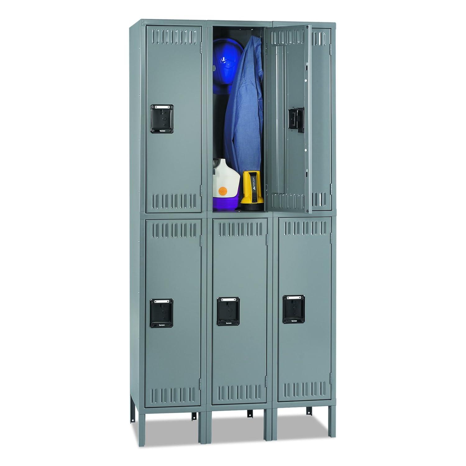 Gray Steel Double Tier Triple Stack Office Locker