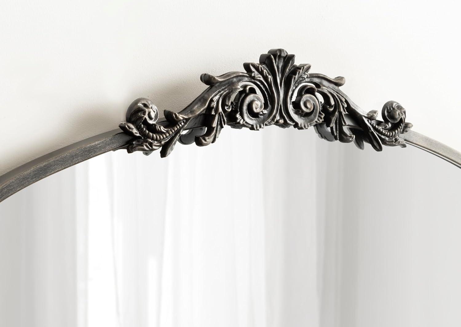 Kate & Laurel All Things Decor 33"x26" Arendahl Traditional Arch Mirror with Shelf Black