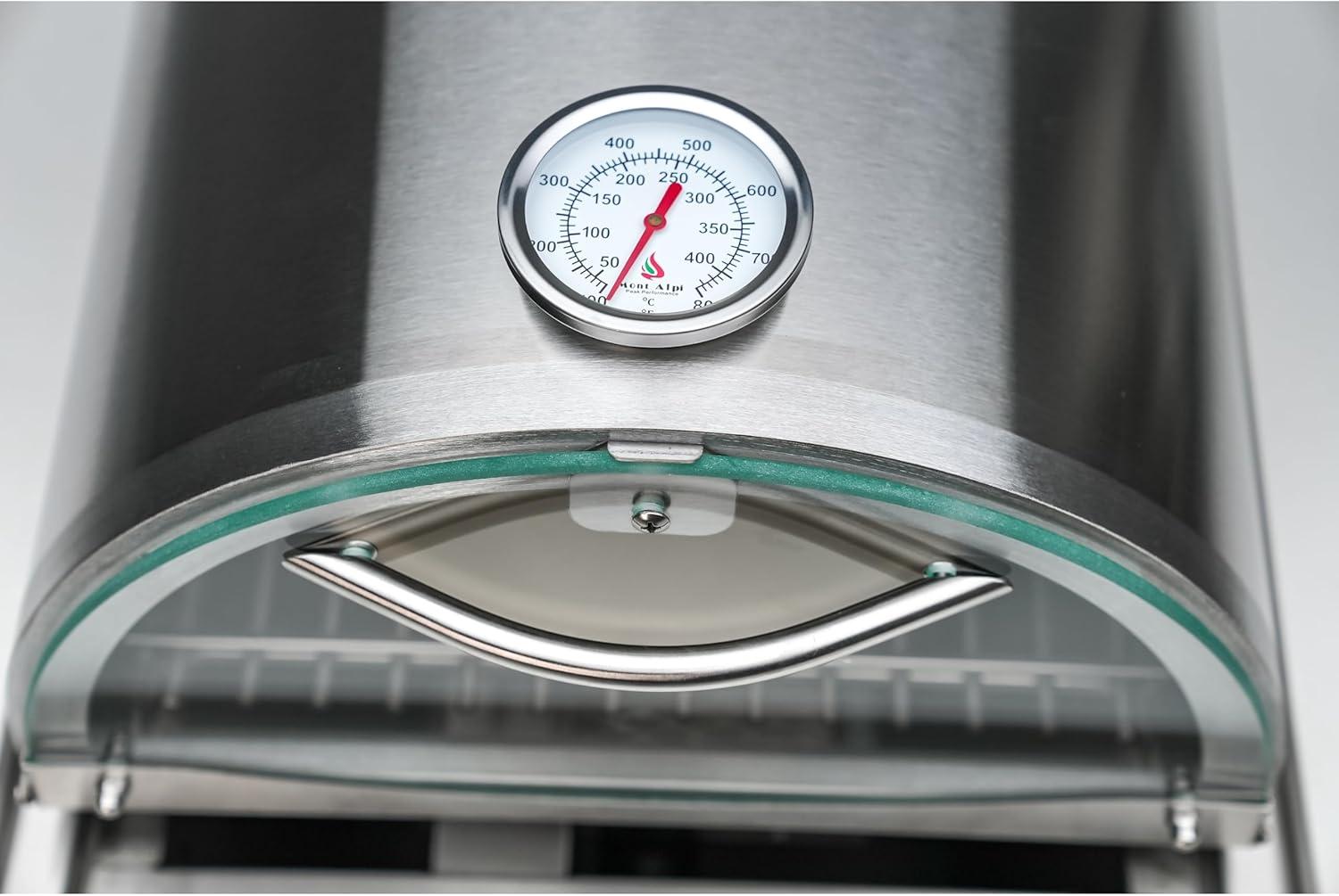 Mont Alpi Mont Alpi MASBP Universal Stainless Steel Compact Side Burner Pizza Oven with Built-in Thermometer, Glass door and Pizza Stone - Fits all Mont Alpi MAi805 and MAi400 Outdoor Kitchen Island Models