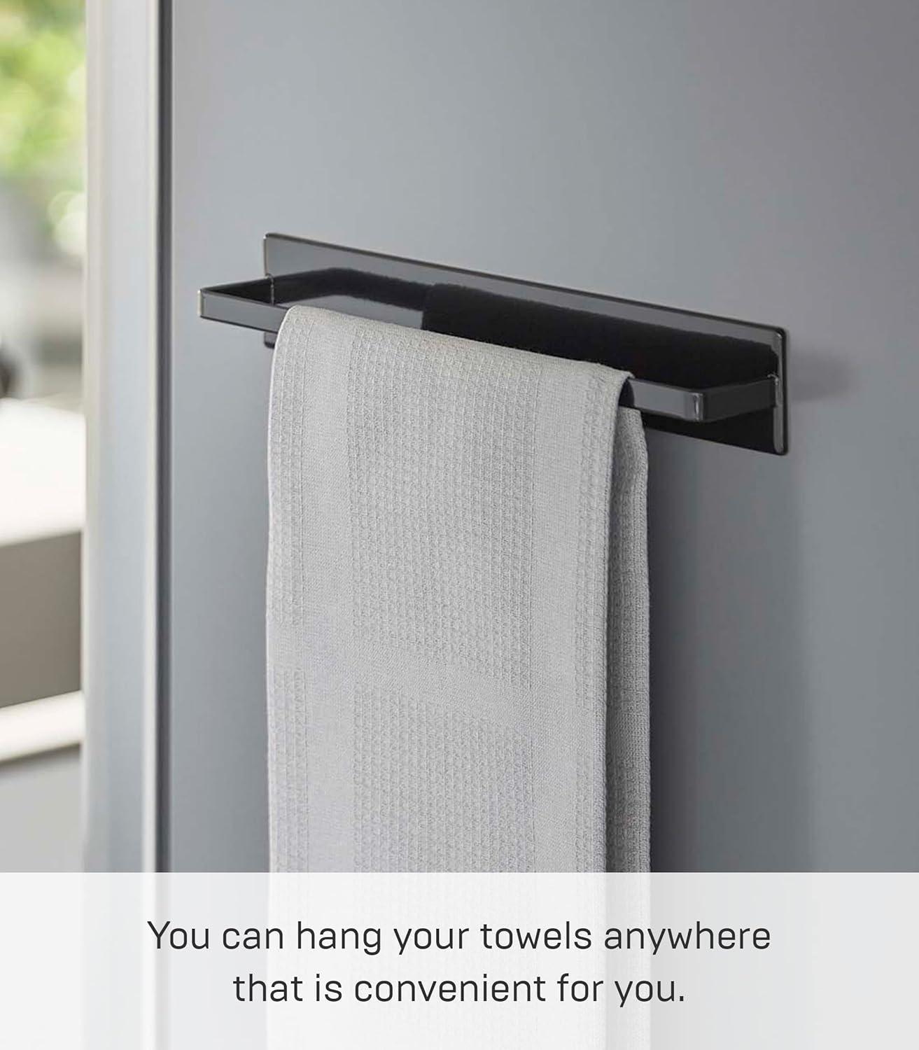 Yamazaki Home 3100 11.02" Magnetic Kitchen Dish Towel Hanger Rack Wall Mounted Towel Bar