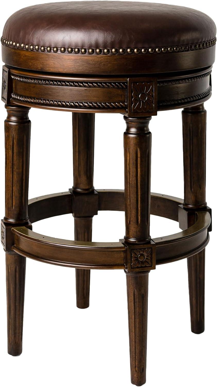 Maven Lane Pullman Backless Bar Stool with Vegan Leather Upholstery