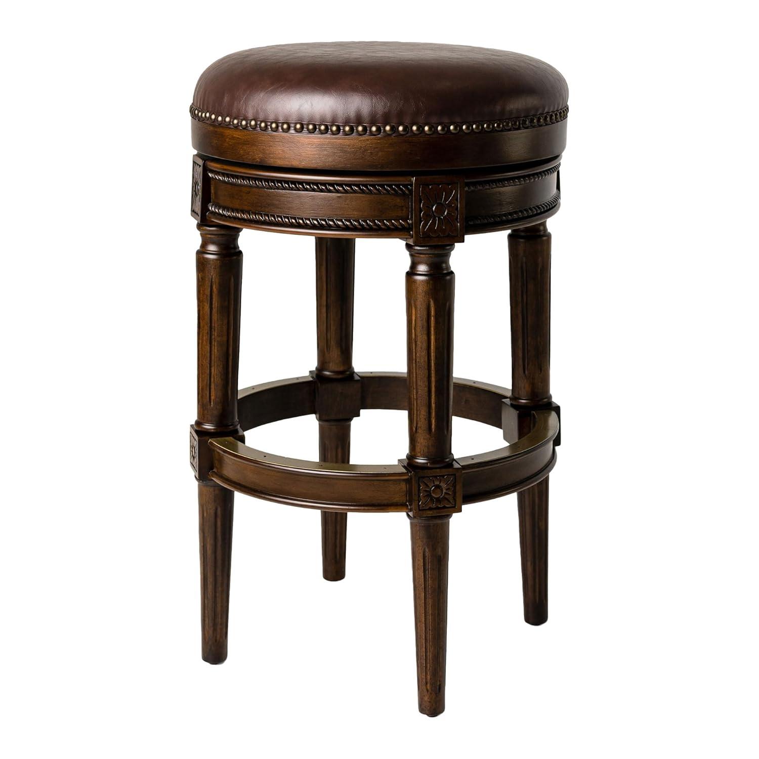 Maven Lane Maven Lane Pullman Backless Bar Stool with Vegan Leather Upholstery