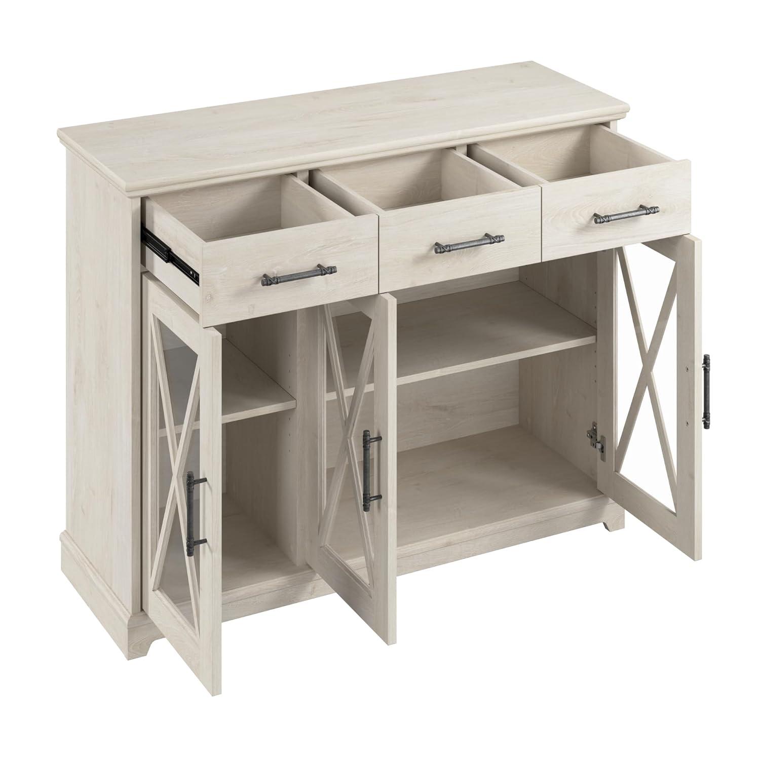 Lennox Farmhouse TV Stand for 65 Inch TV in Linen White Oak - Engineered Wood