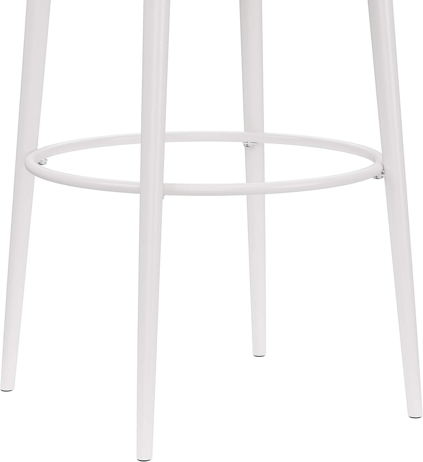 Aubrie Backless 26" Swivel Counter Height Barstool Off White/Silver - Hillsdale Furniture: Round Upholstered Metal Frame