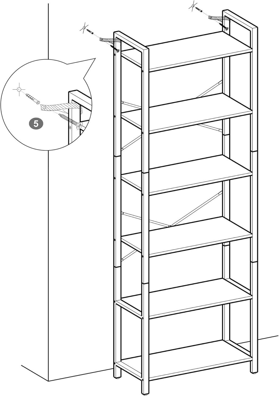 VASAGLE 6-Tier Tall Bookshelf Large Bookcase with Steel Frame Deep Book Shelf for Living Room Home Office Study Rustic Brown and Black