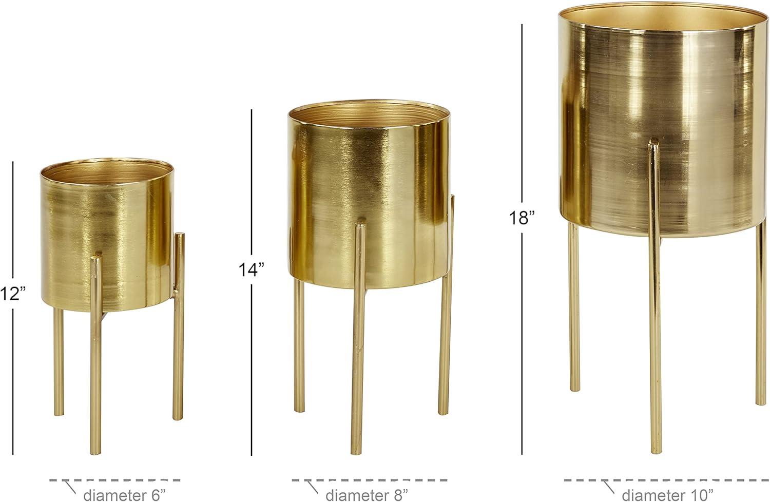 Set of 3 Contemporary Metal Planters in Stands - Olivia & May