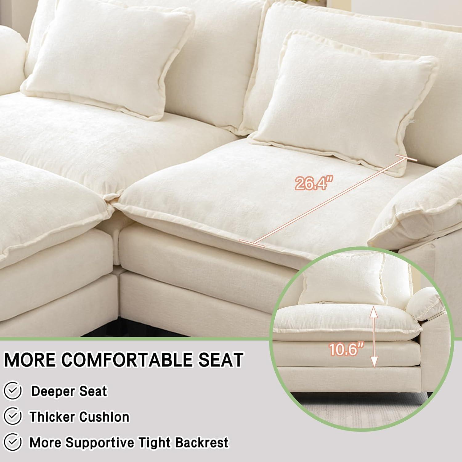 Carbaugh 154" Oversized U Shaped Sectional Sofa, Comfy Cloud Couch Deep Sectional Sofa with Ottomans for Living Room