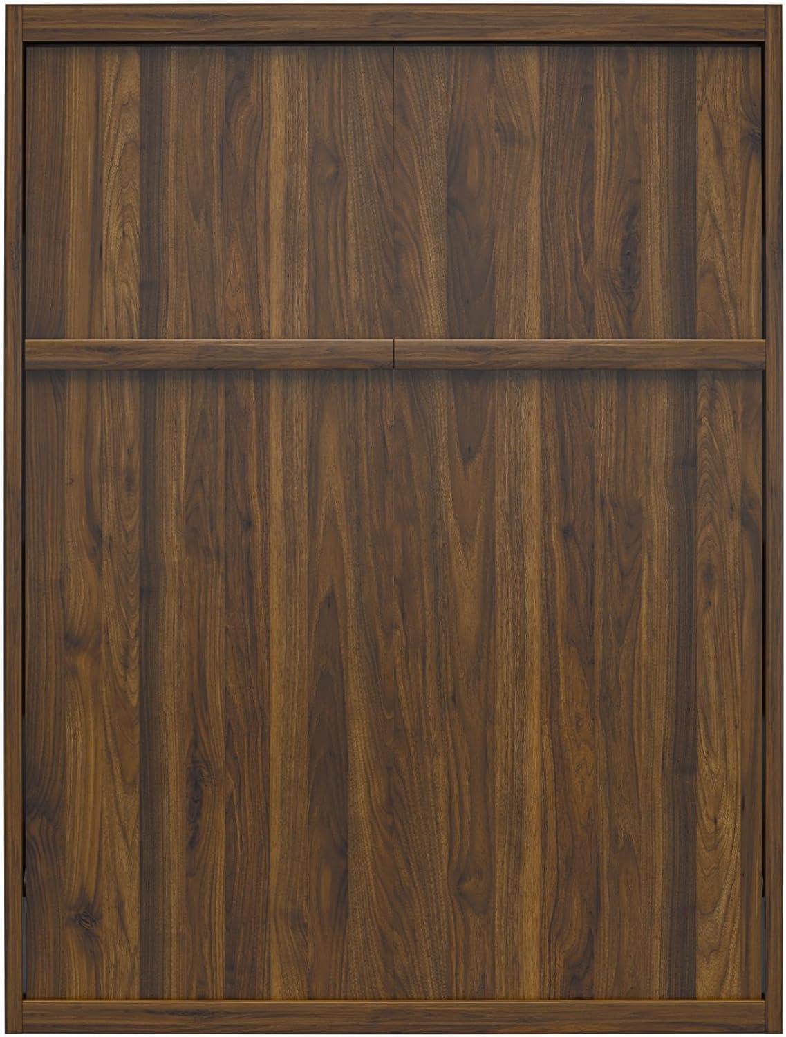 Columbia Walnut Full Size Murphy Bed with Storage and Slats