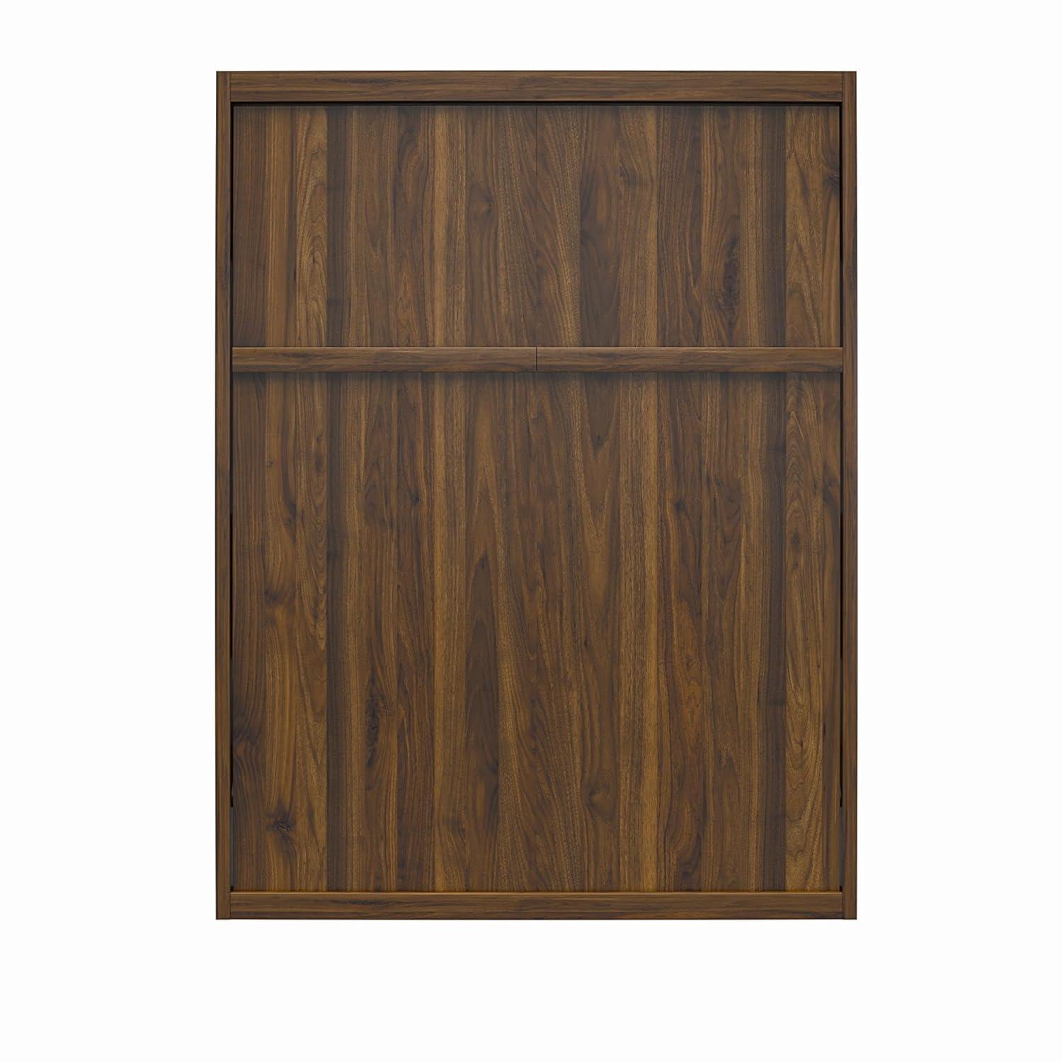 Columbia Walnut Full Size Murphy Bed with Storage and Slats