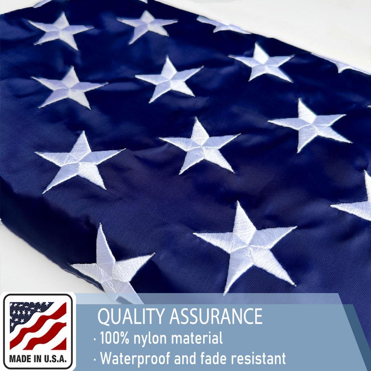 3x5 American Flag for Outside Outdoor Heavy Duty-Nylon USA Flags- Embroidered US Flags Sewn Stripes with Brass Grommets