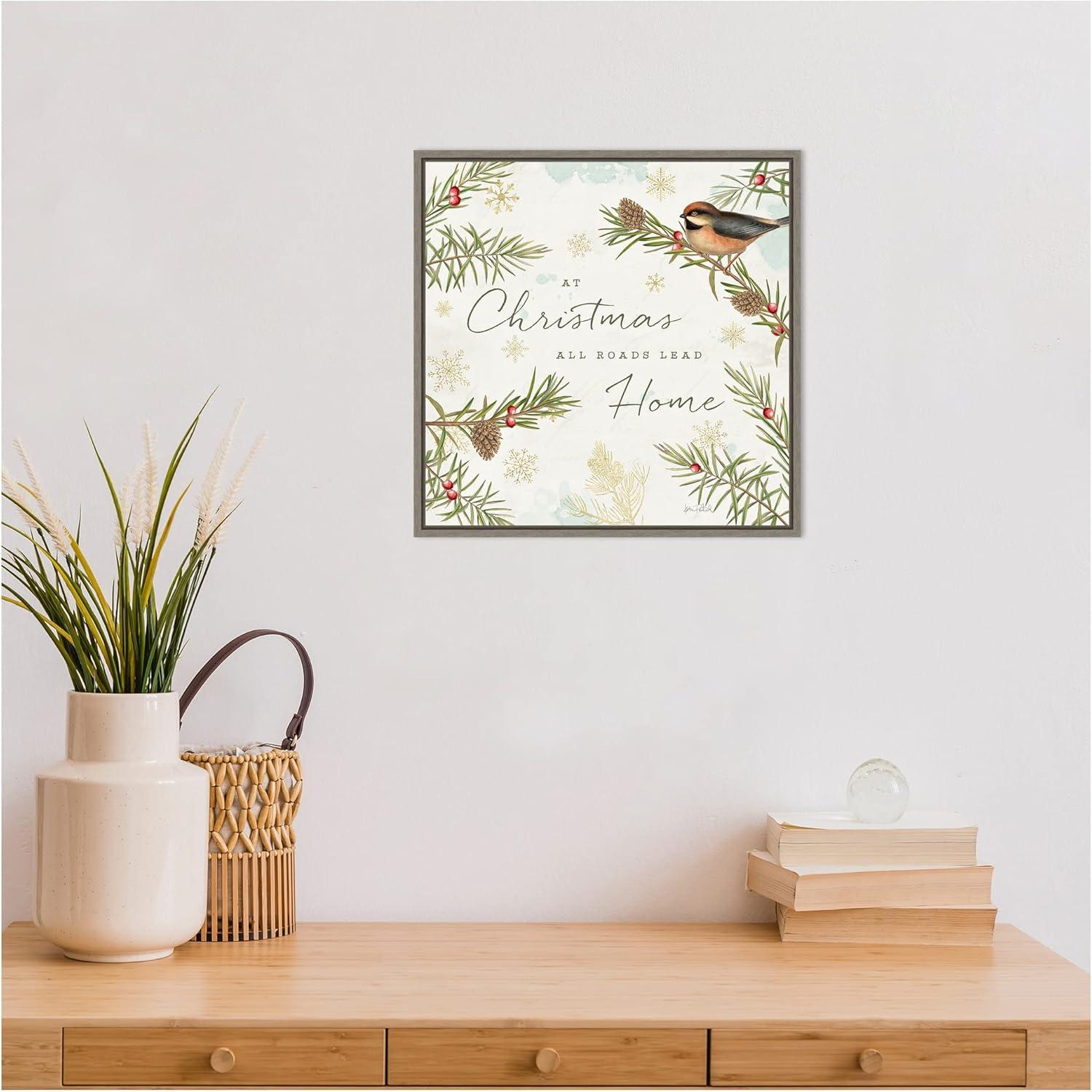 Amanti Art Christmas Tradition V (Bird) by Katie Pertiet Canvas Wall Art Print Framed 16 x 16-in.