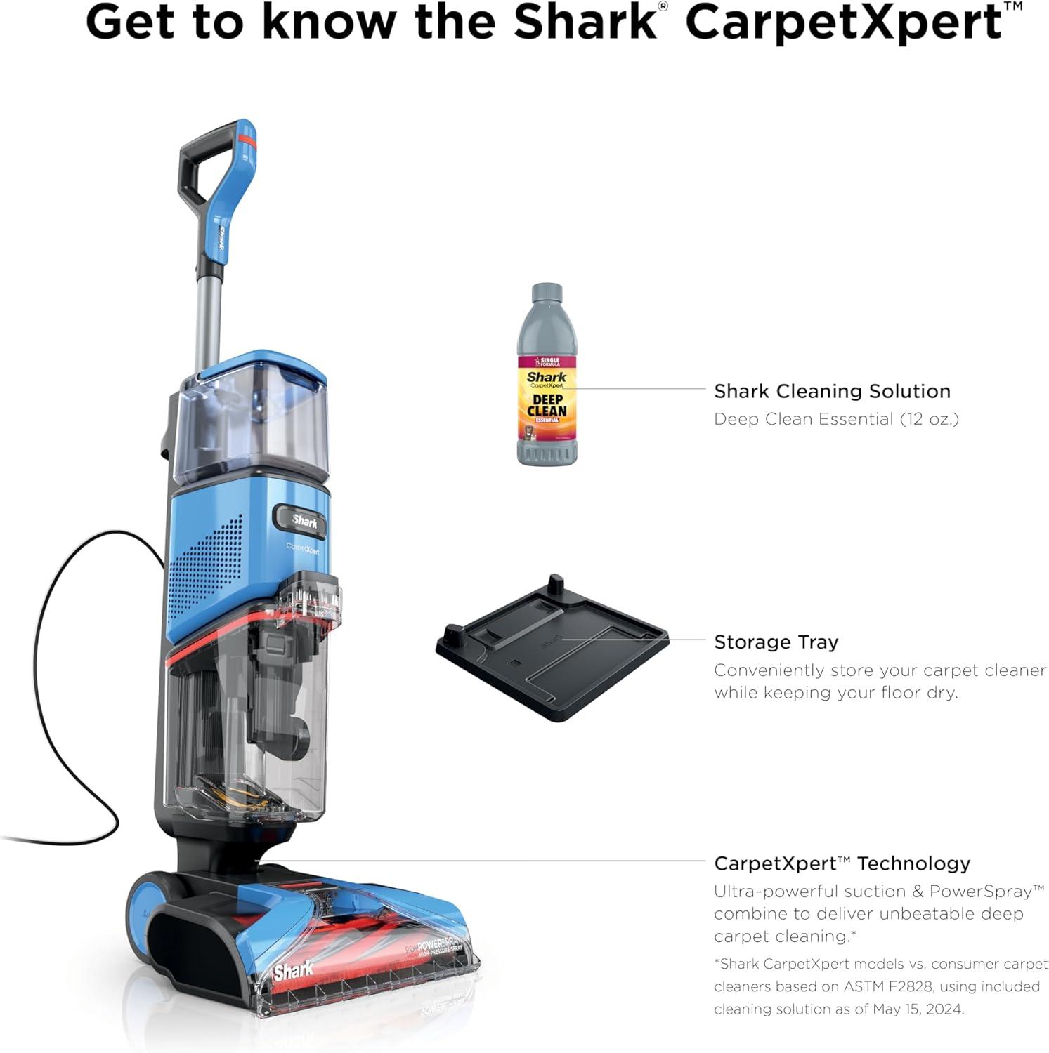 Shark EX201 CarpetXpert Upright Carpet, Area Rug & Upholstery Cleaner with StainStriker, Built-in Spot & Stain Cleaner, Perfect for Pets, Deep Cleaning & Tough Stain Removal, Carpet Shampo