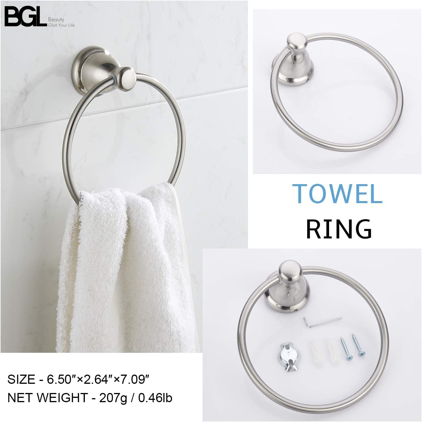 BGL Bathroom Hardware Set, Brushed Nickel Adjustable Expandable Towel Bar 4-Piece Bathroom Accessory Set Wall Mounted