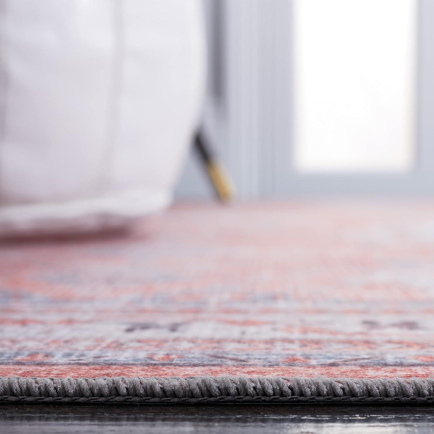 Tucson TSN188 Power Loomed Machine Washable Area Rug - Rust/Beige - 6'x6' - Safavieh.