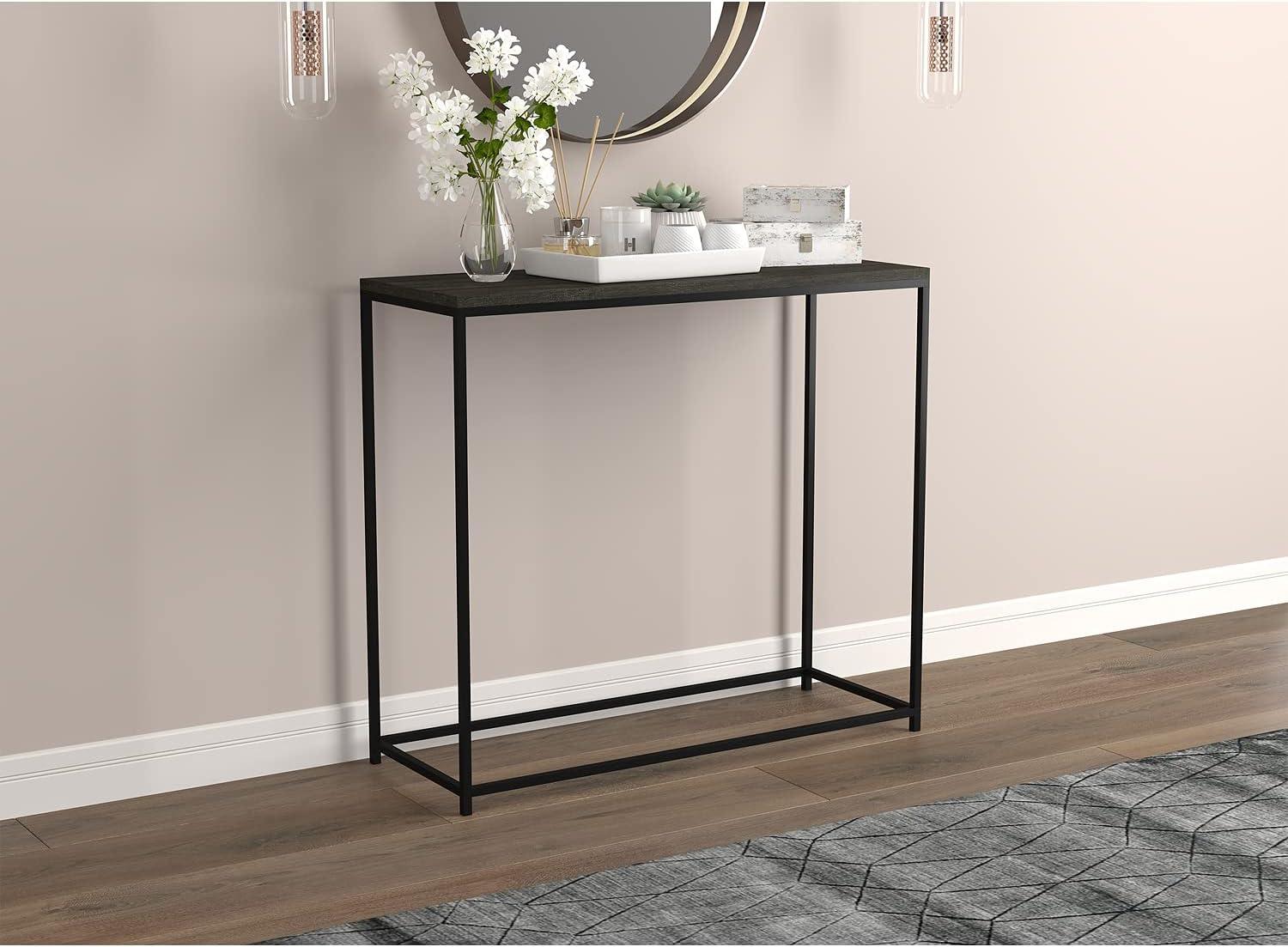 31 in. Dark Grey Rectangle Wood Console Table