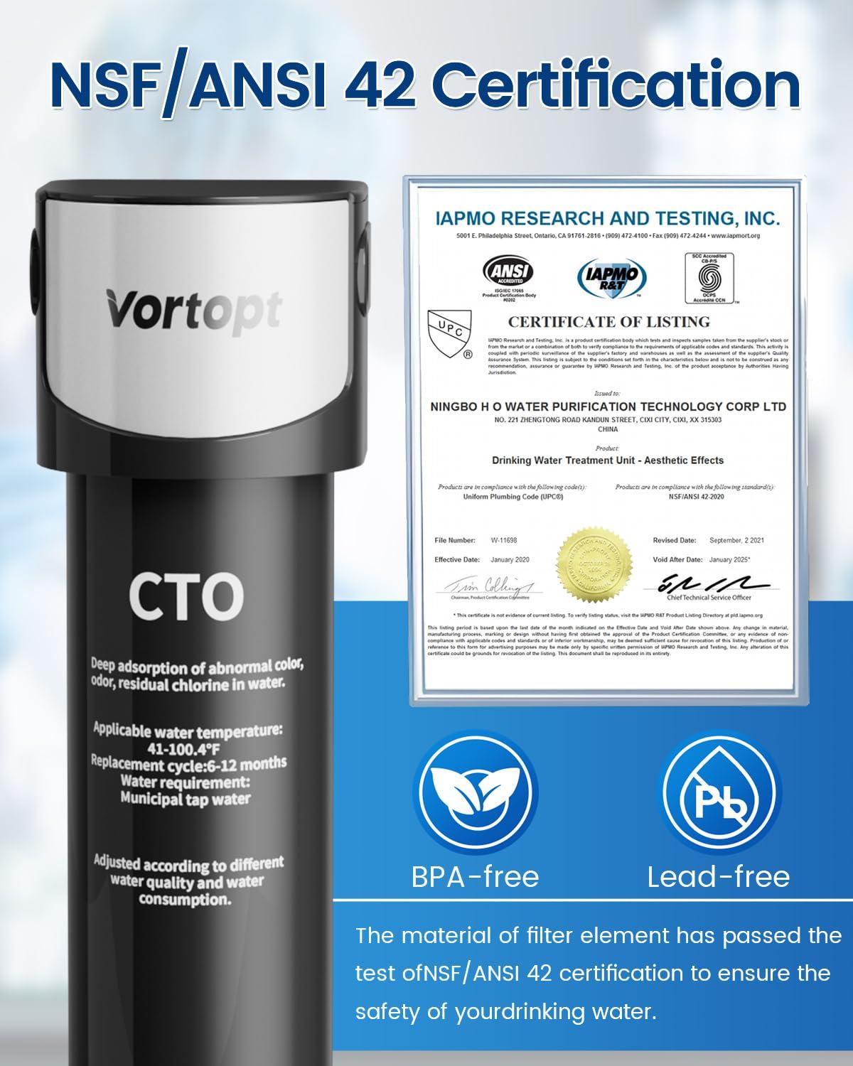 Under Sink Water Filter System ,NSF/ANSI 42 Certified Water Purifier, 28000 Galloons Large Flow Flux, Reduces PFAS, PFOA/PFOS, Chlorine, Bad Odors, Direct Connect to Kitchen Faucet, Q5-C2