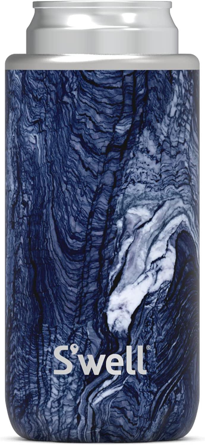 S'well Stainless Steel Chiller - Slim Azurite Marble - Fits 12oz Cans and Slim Bottles Triple-Layered Vacuum-Insulated Keeps Drinks Cool for Up to 6 Hours - Dishwasher-Safe BPA-Free for Travel