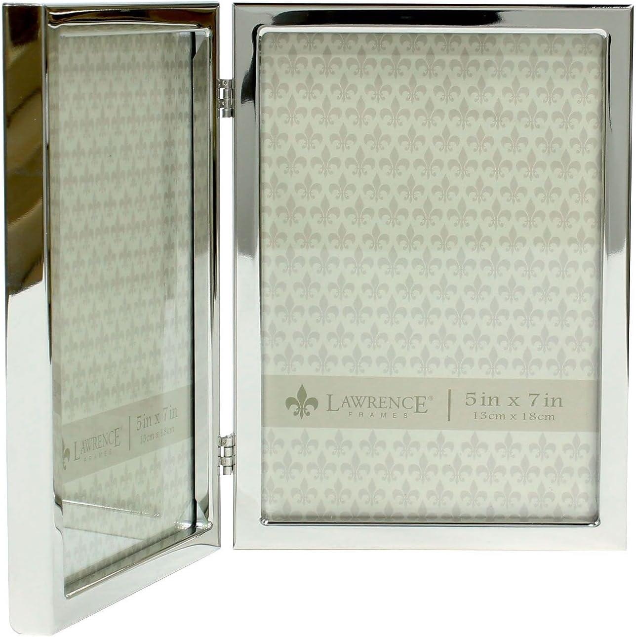 5x7 Hinged Double Silver Standard Metal Picture Frame