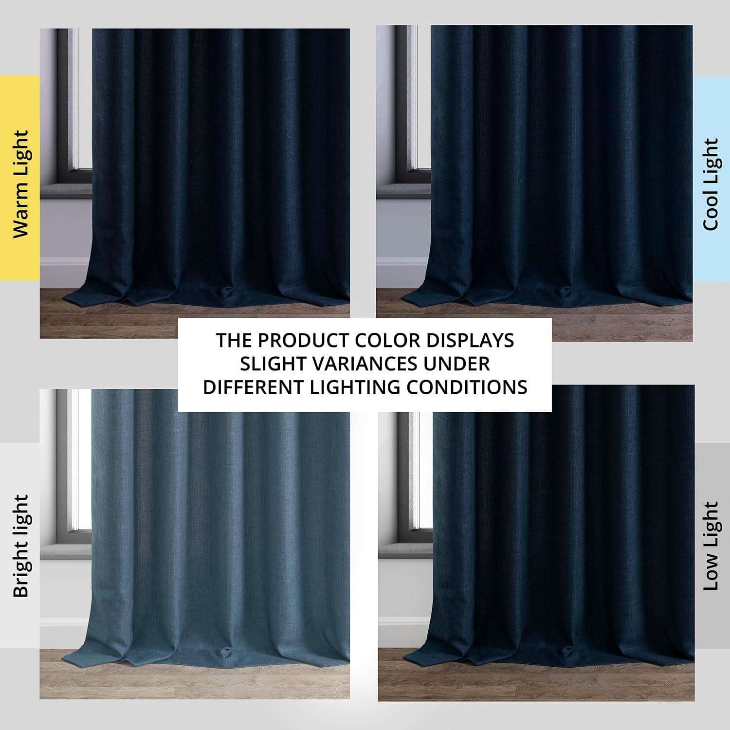 Sergeants Blue Room-Darkening Faux Linen Curtain Panel 50x84