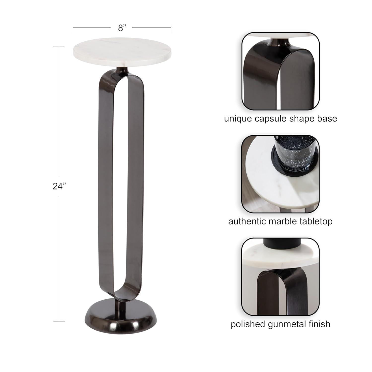 Kate and Laurel Helio Glam Drink Table, 8x8x24, Pewter