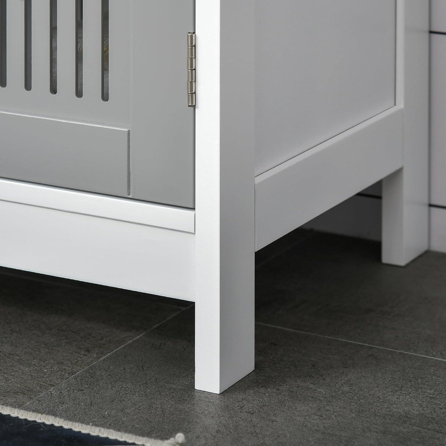 kleankin Modern Under Sink Cabinet with 2 Doors, Pedestal Under Sink Bathroom Cupboard, Bathroom Vanity Cabinet with Adjustable Shelves, Gray and White