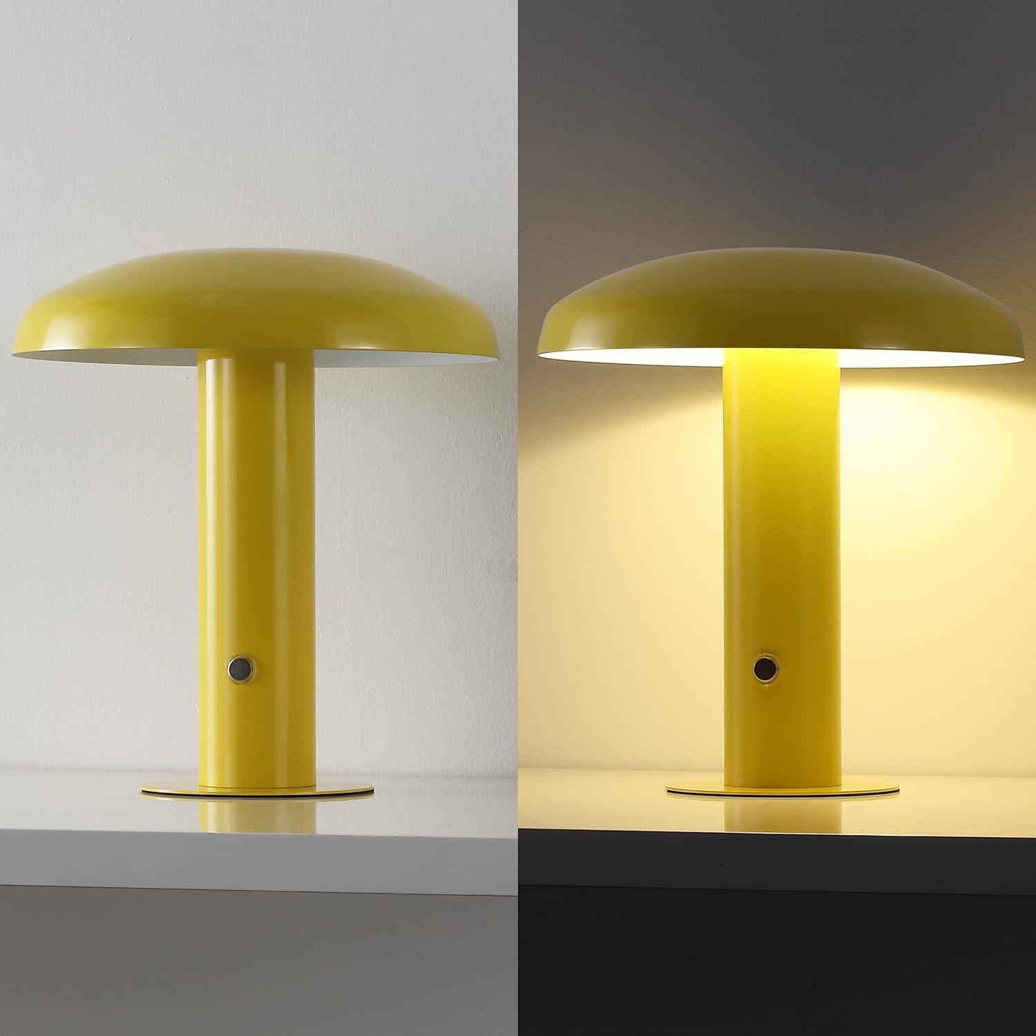 Suillius 11" Satin Yellow Cordless Metal Dome Table Lamp