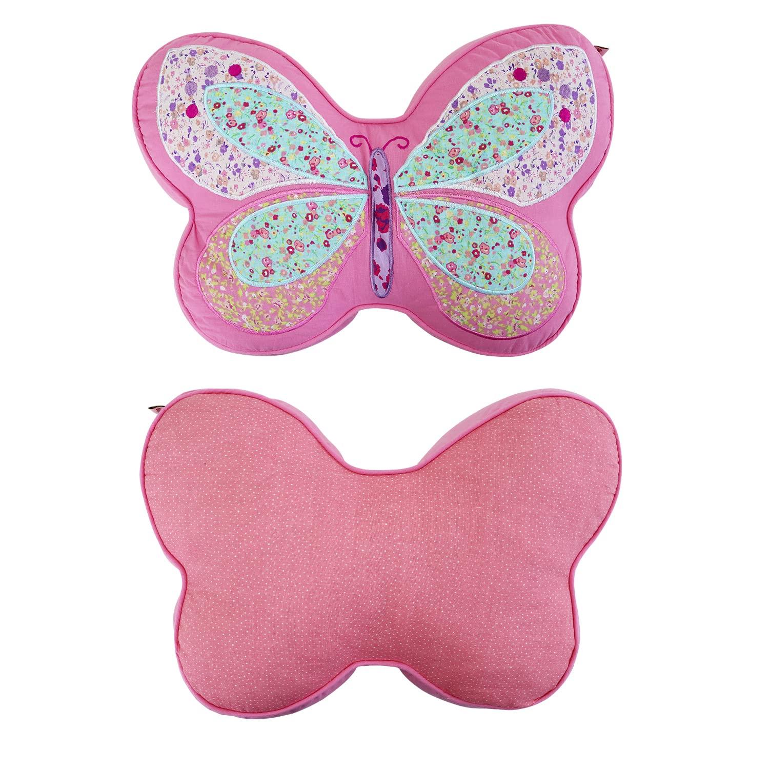 Brandream Kids Pillows Girls Butterfly Shaped Pillow Quilted Throw Pillow for Bed Couch Pink Sweet