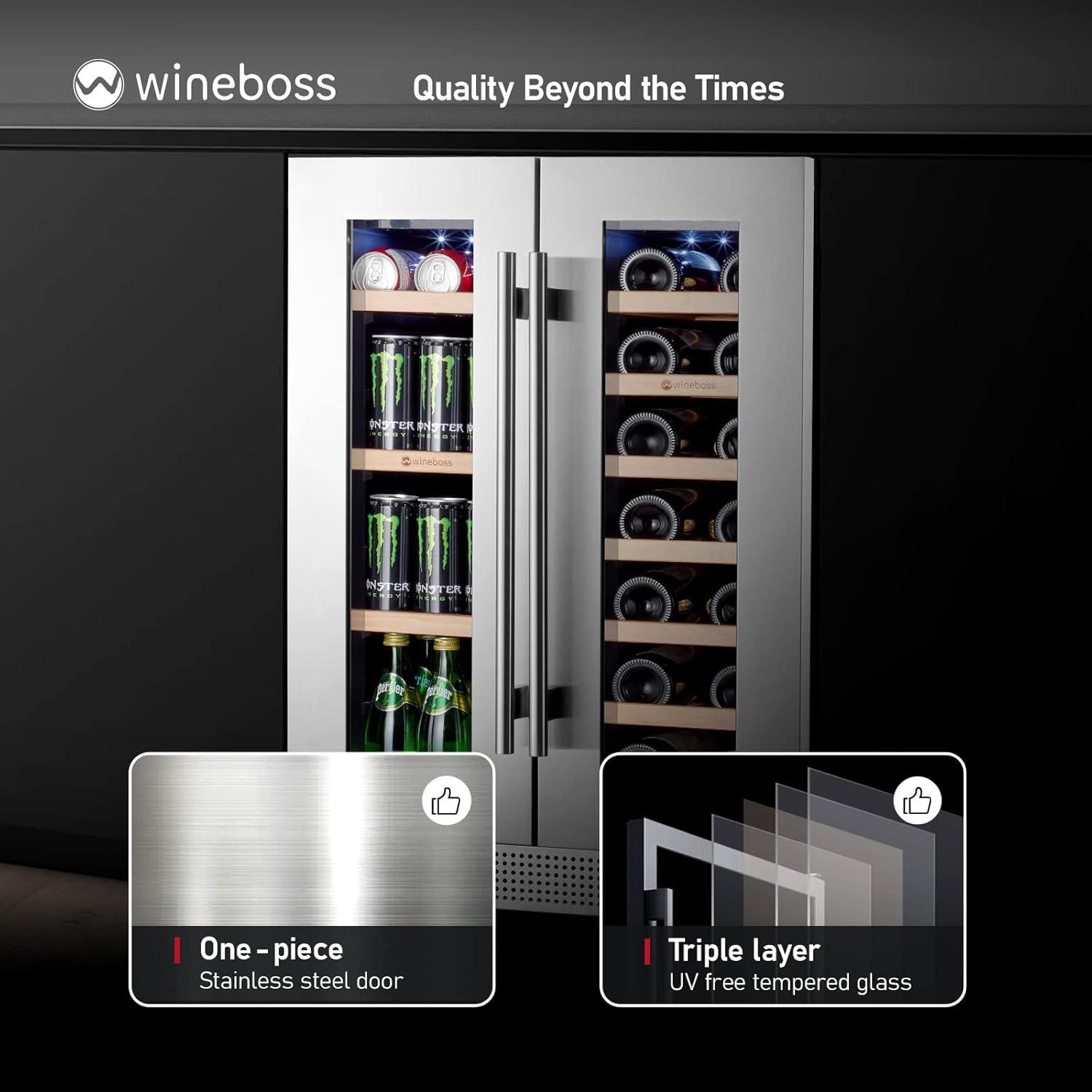 24 Inch Stainless Steel Dual Zone Wine and Beverage Refrigerator