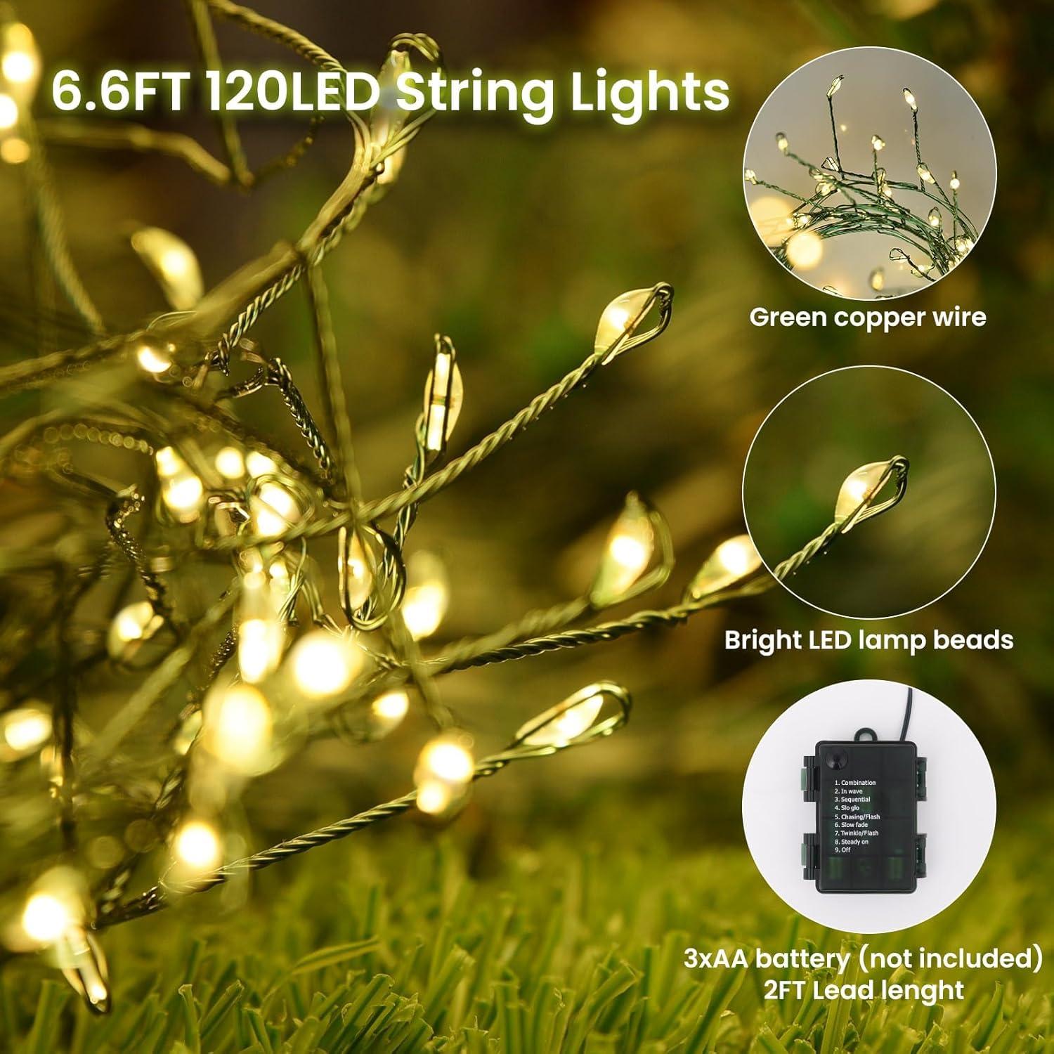 Battery Powered White Outdoor Fairy Christmas Tree Lights