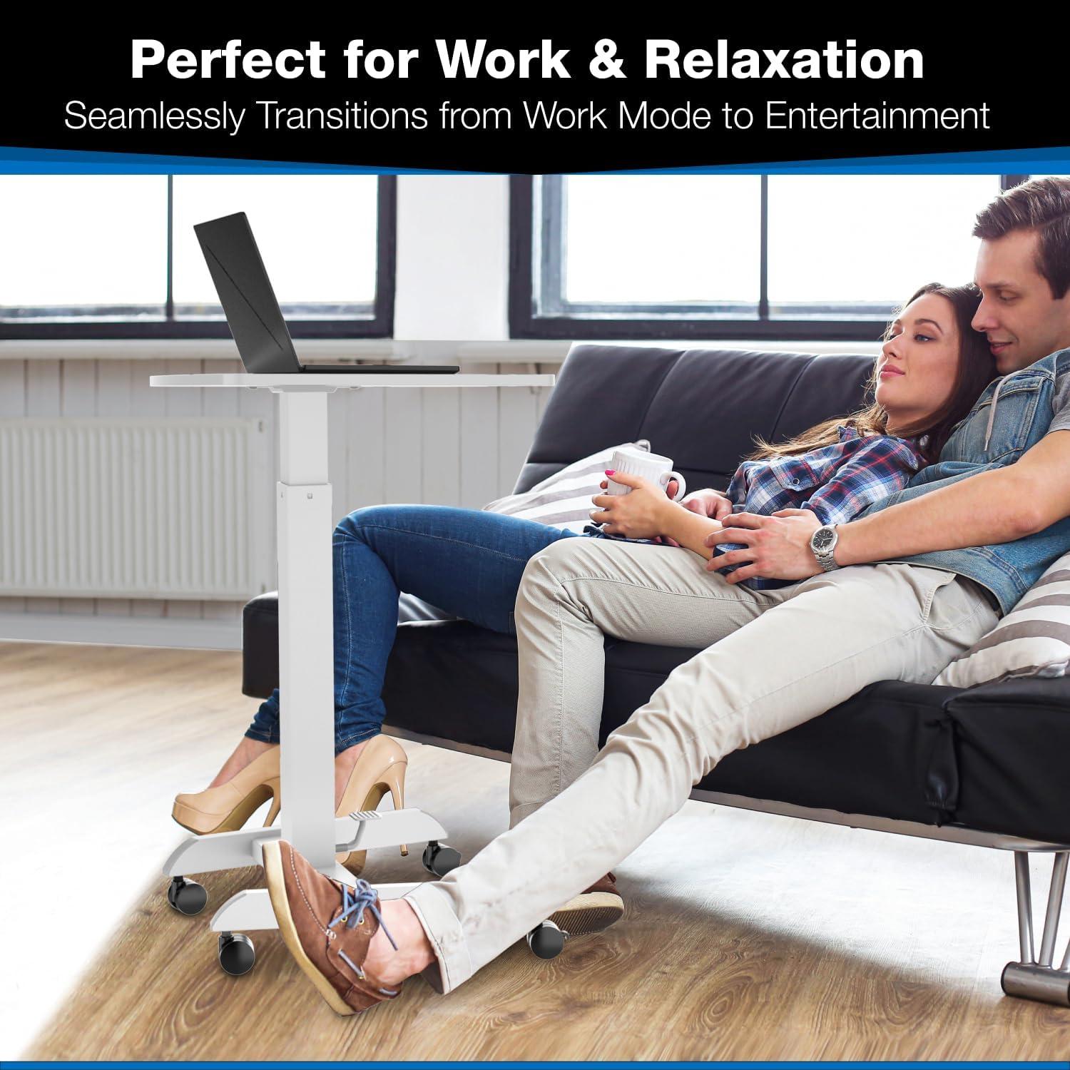 Mount-it Mount-It! Adjustable Rolling Laptop Desk w/ Wheels, Standing Mobile Workstation Cart w/ Spring Lift