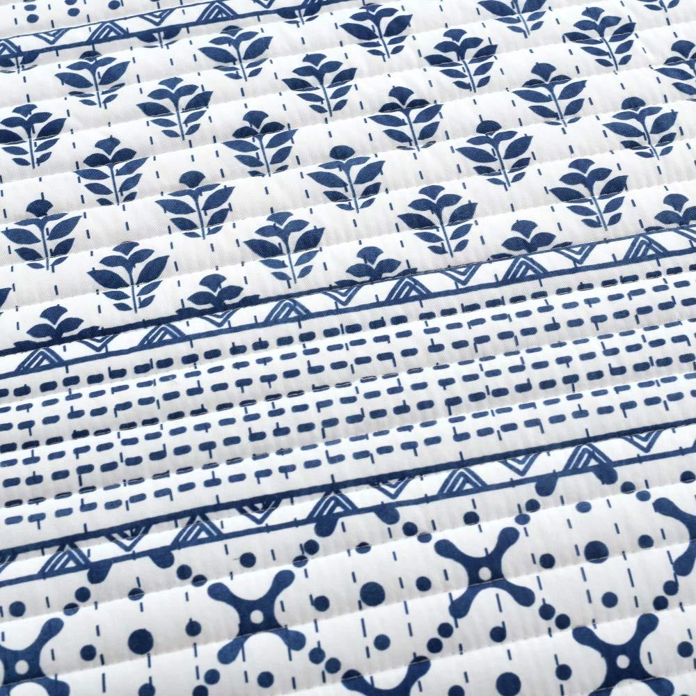 Full/Queen 3pc Monique Stripe Quilt Set  Navy/White - Lush Décor