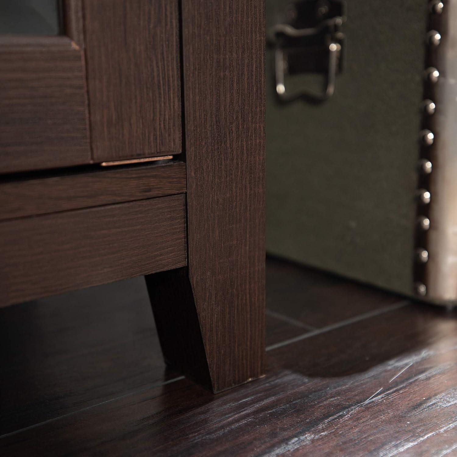 Espresso 58" Highboy Media Stand with Electric Fireplace and Cabinet