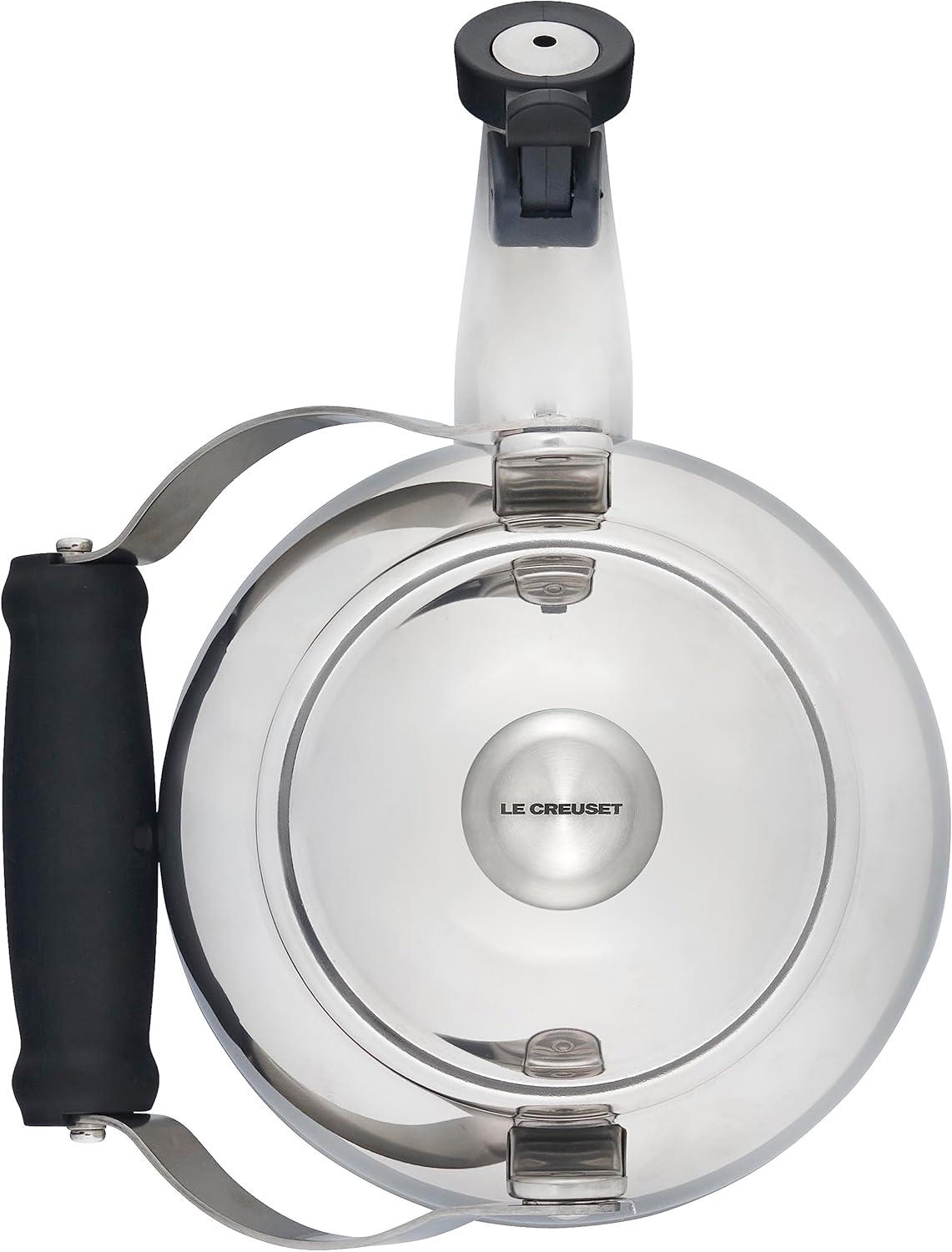 Stainless Steel 1.7 qt. Whistling Tea Kettle with Enamel Finish