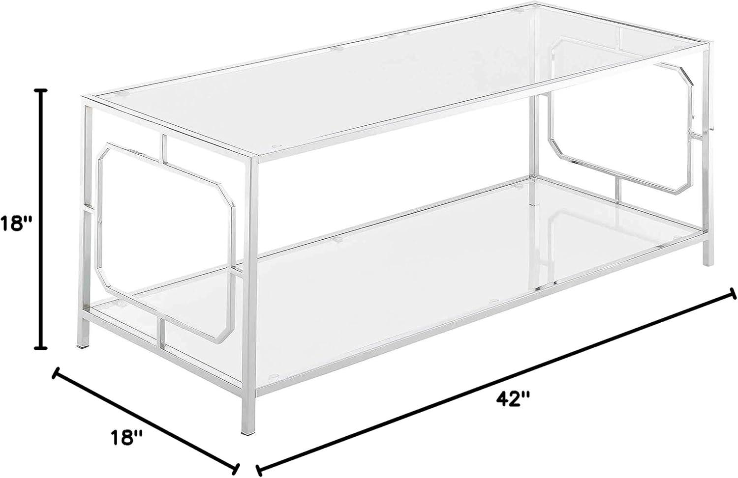 Convenience Concepts Omega Chrome Coffee Table in Clear Glass and Chrome Frame