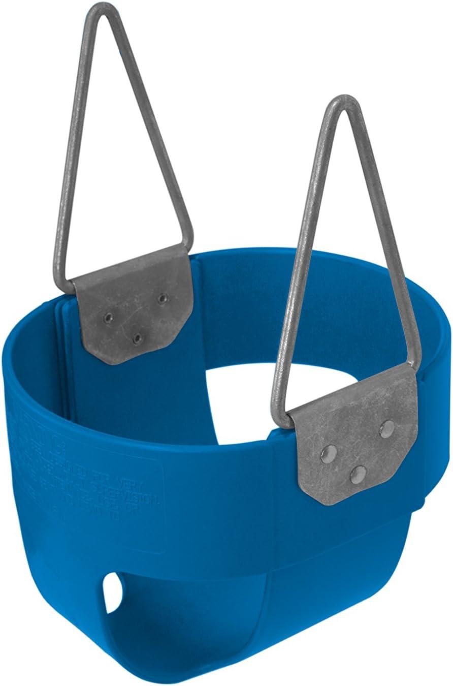 Blue EPDM Rubber Full Bucket Toddler Swing Seat with Steel Insert