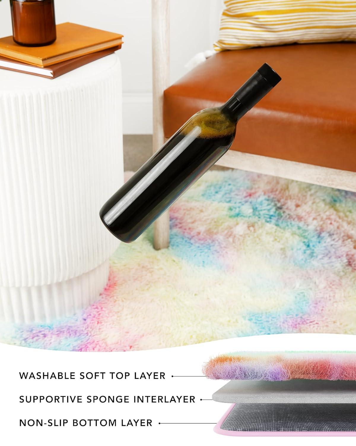 Ophanie Upgrade 4x6 Light Rainbow Rugs for Bedroom, Fluffy Soft Area Rug, Shaggy Non-Slip Indoor Floor Carpet for Living Room, Kids Baby Boys Teen Dorm Home Decor Aesthetic, Nursery