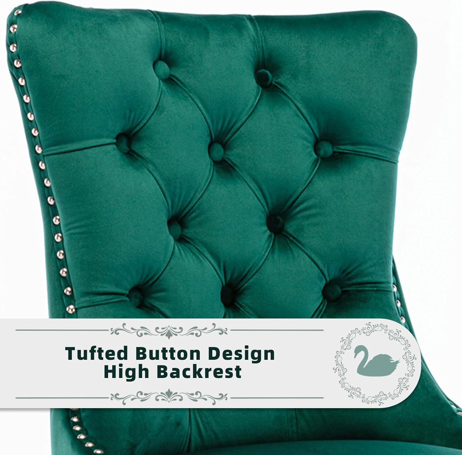 High-end Tufted Velvet Upholstered Nailhead Dining Chair