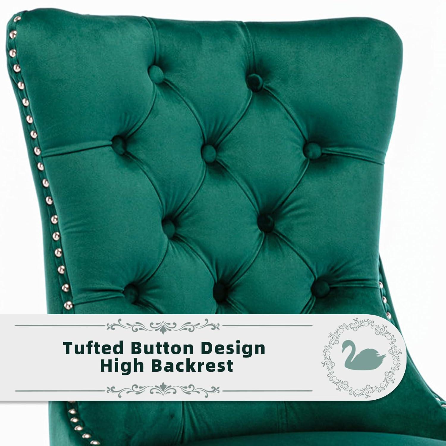 High-end Tufted Velvet Upholstered Nailhead Dining Chair