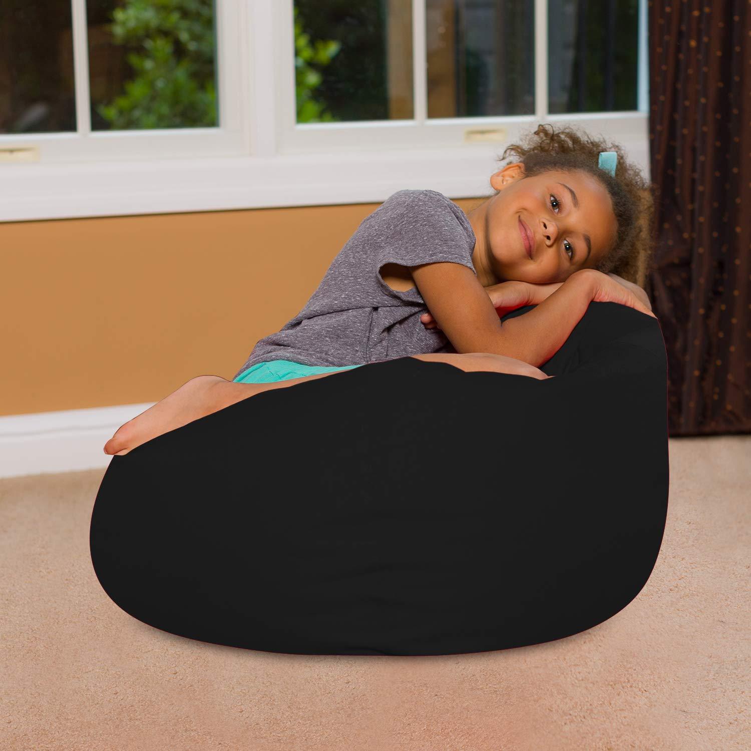 Medium Black Polyester Bean Bag Chair with Removable Cover