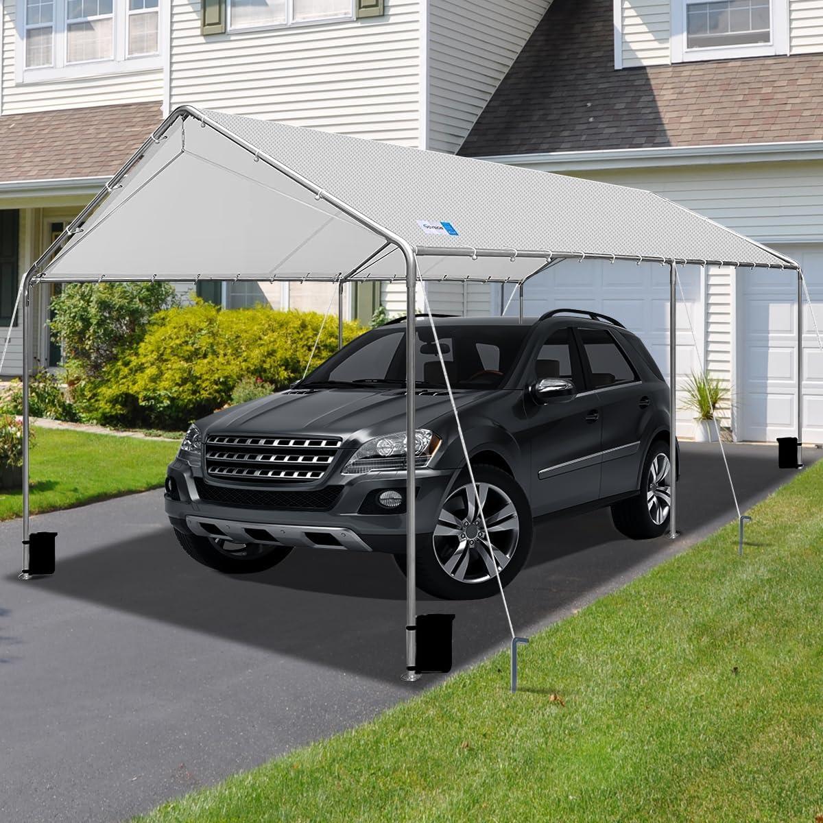 Quictent Heavy Duty Car 10' x 20' x 8.7 White Carport