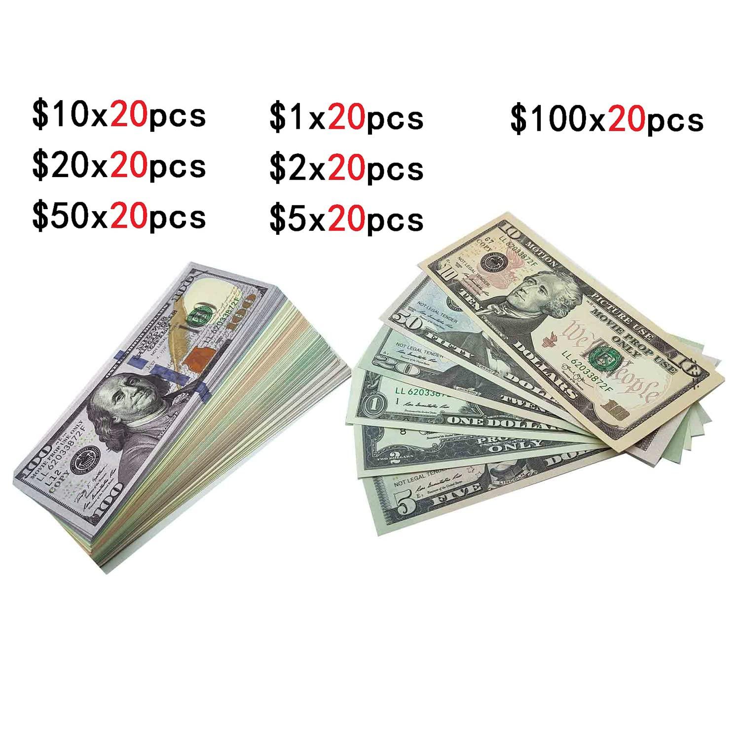 Ficheny Props Copy Money 140 pcs for Music Videos,Kids Learning Toys and Birthday Party