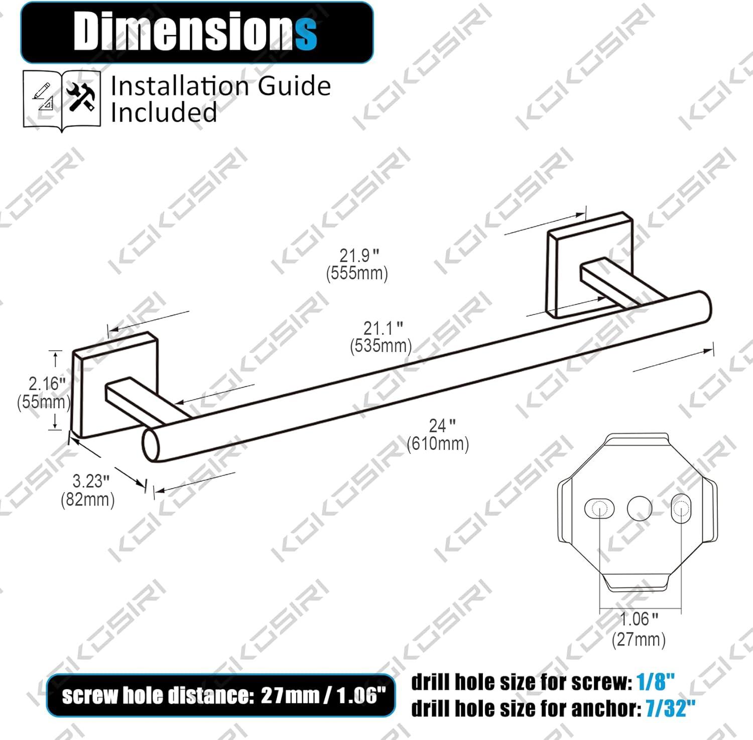 KOKOSIRI 24" Bathroom Towel Bar Wall Mounted B4005ORB-L24