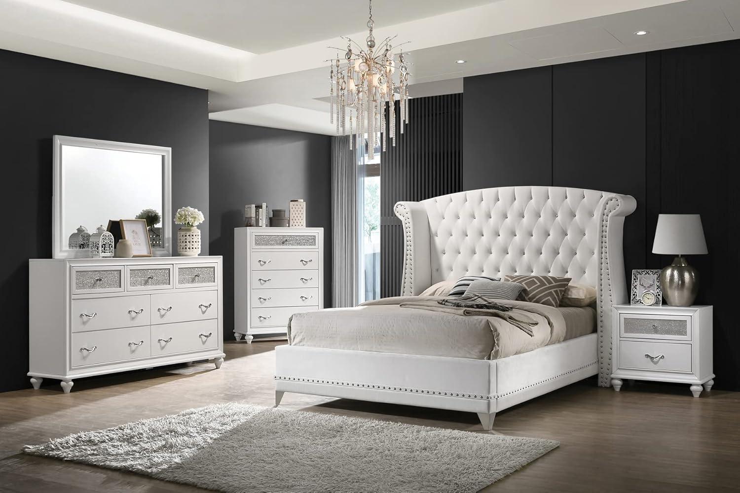 Barzini Upholstered Tufted Bedroom Set White