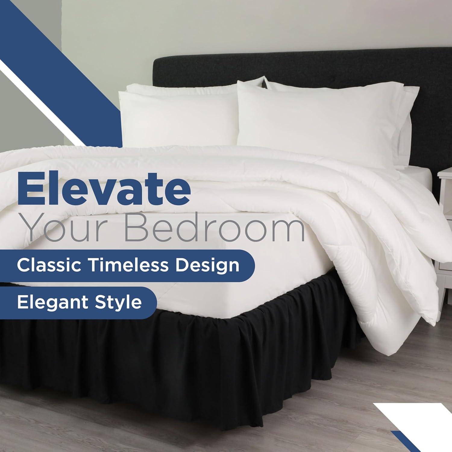 Martex Martex Ruffled Bed Skirt Easy Fit Lightweight 100% Microfiber Dust Ruffle Hotel Quality With 16 inch Tailored Drop