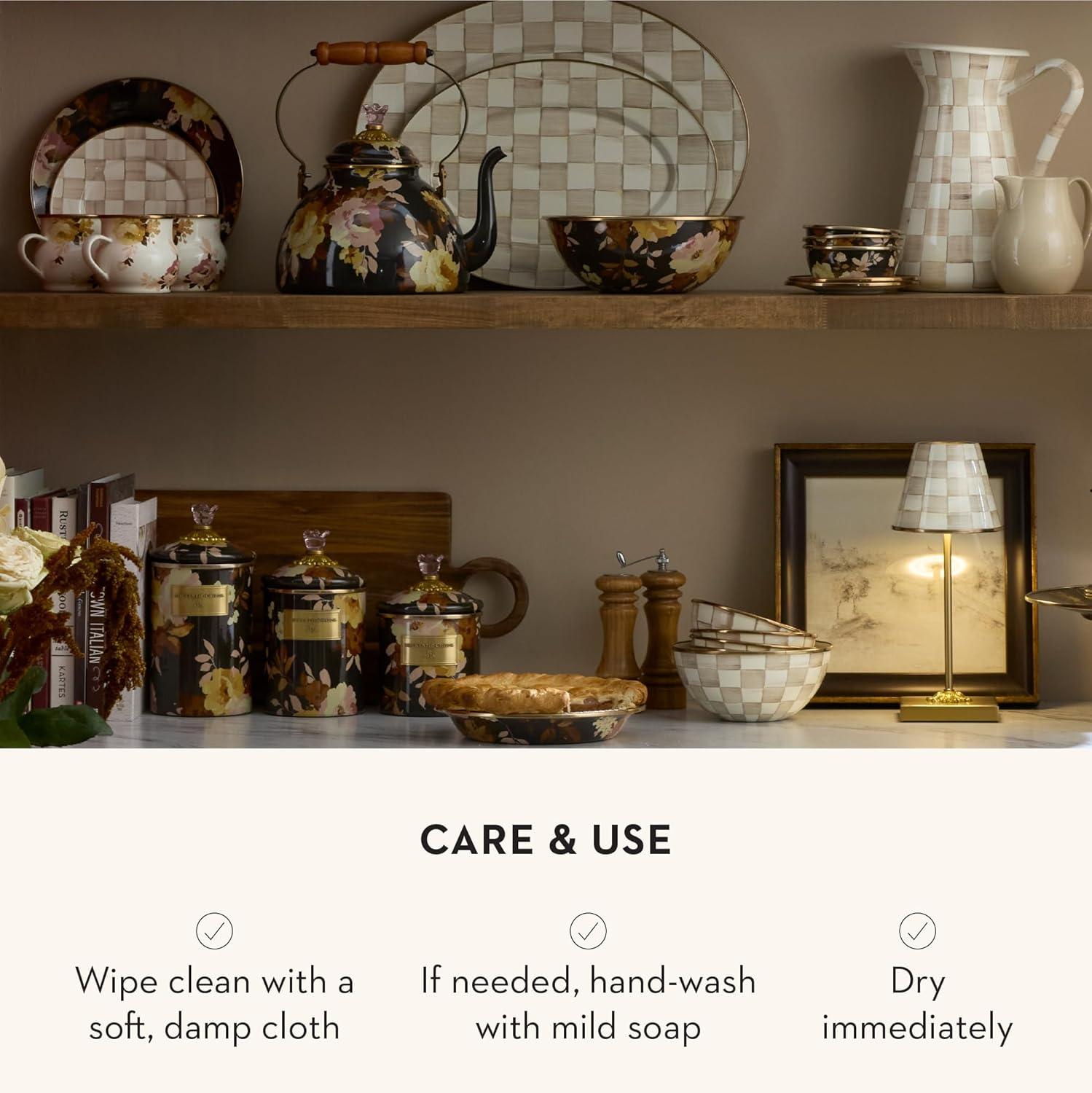 MacKenzie-Childs Wildflowers Blue Enamel Medium Canister