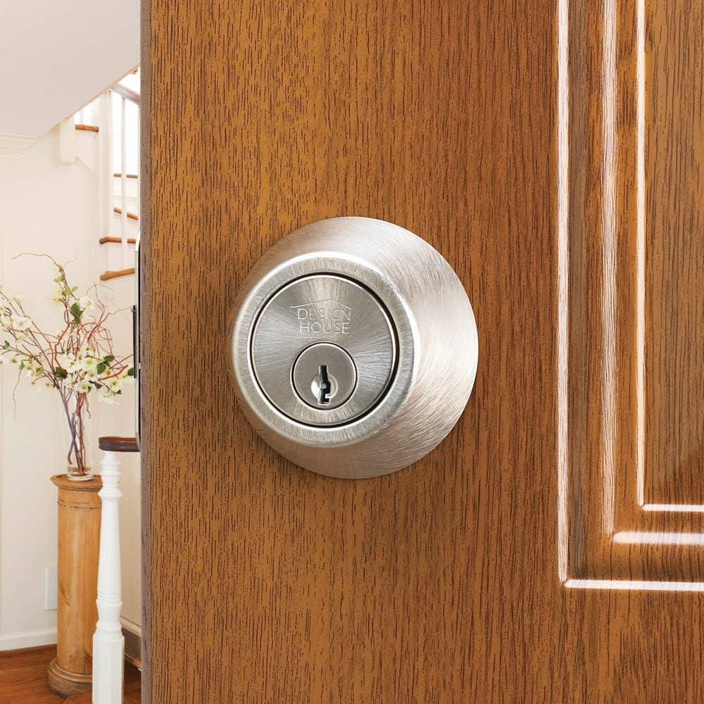 Design House 727446 Single Cylinder 6-Way Universal Deadbolt with Latch Satin Nickel